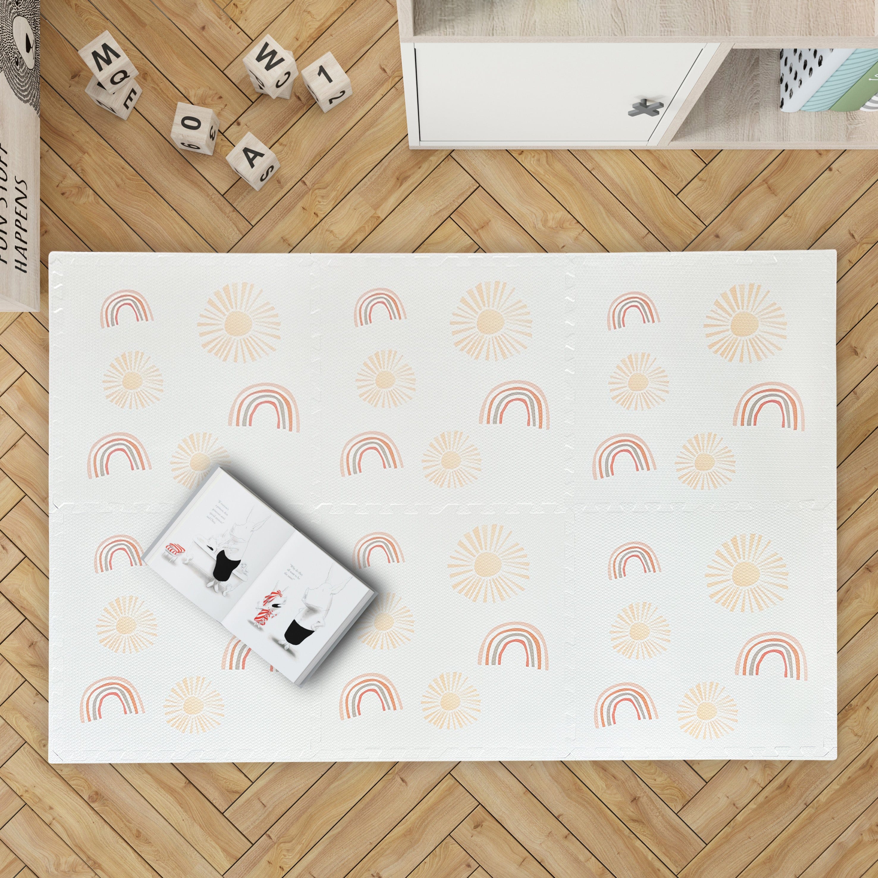 Saltea Puzzle din Spumă MeowBaby – Saltea Educațională Bej | 6 elemente