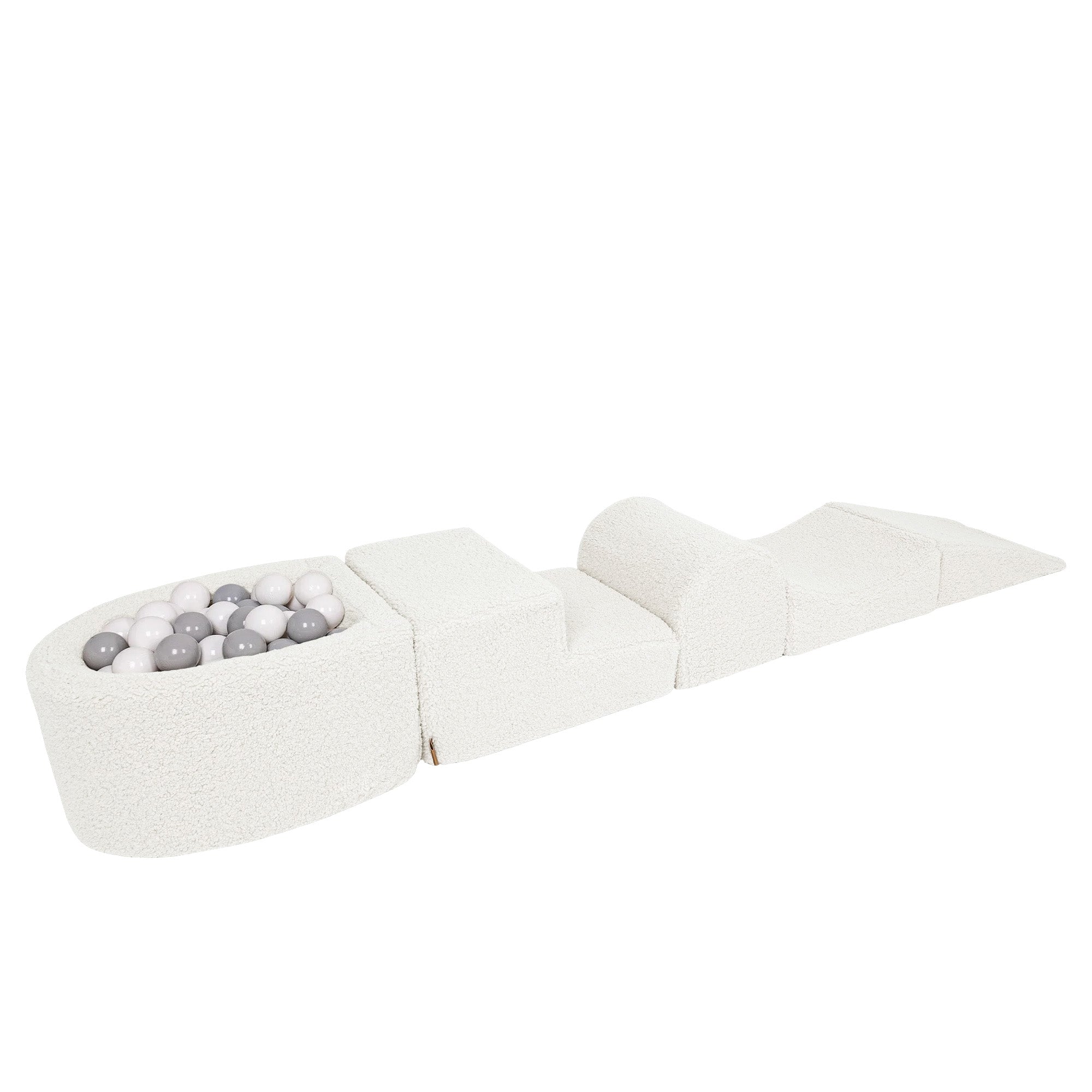 Blocuri de cățărat din spumă Bearly Kids, albe - Set de joacă moale pentru bebeluși | Mingi din care puteți alege