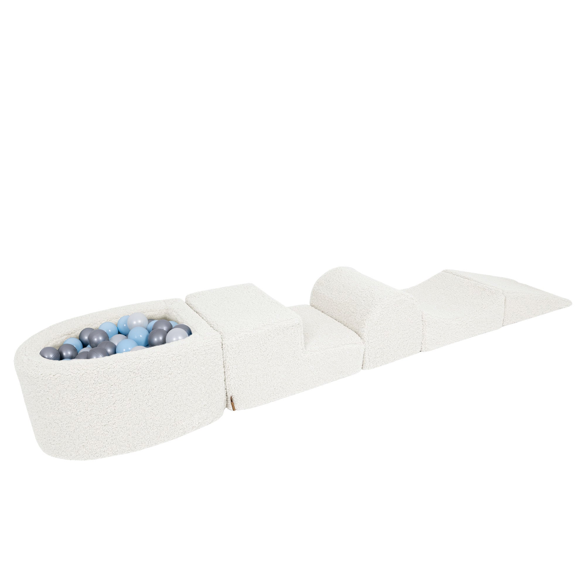 Meowbaby Bearly Foam Playground Off White 5 Elements 100 balls: Silver, White Pearl, Babyblue