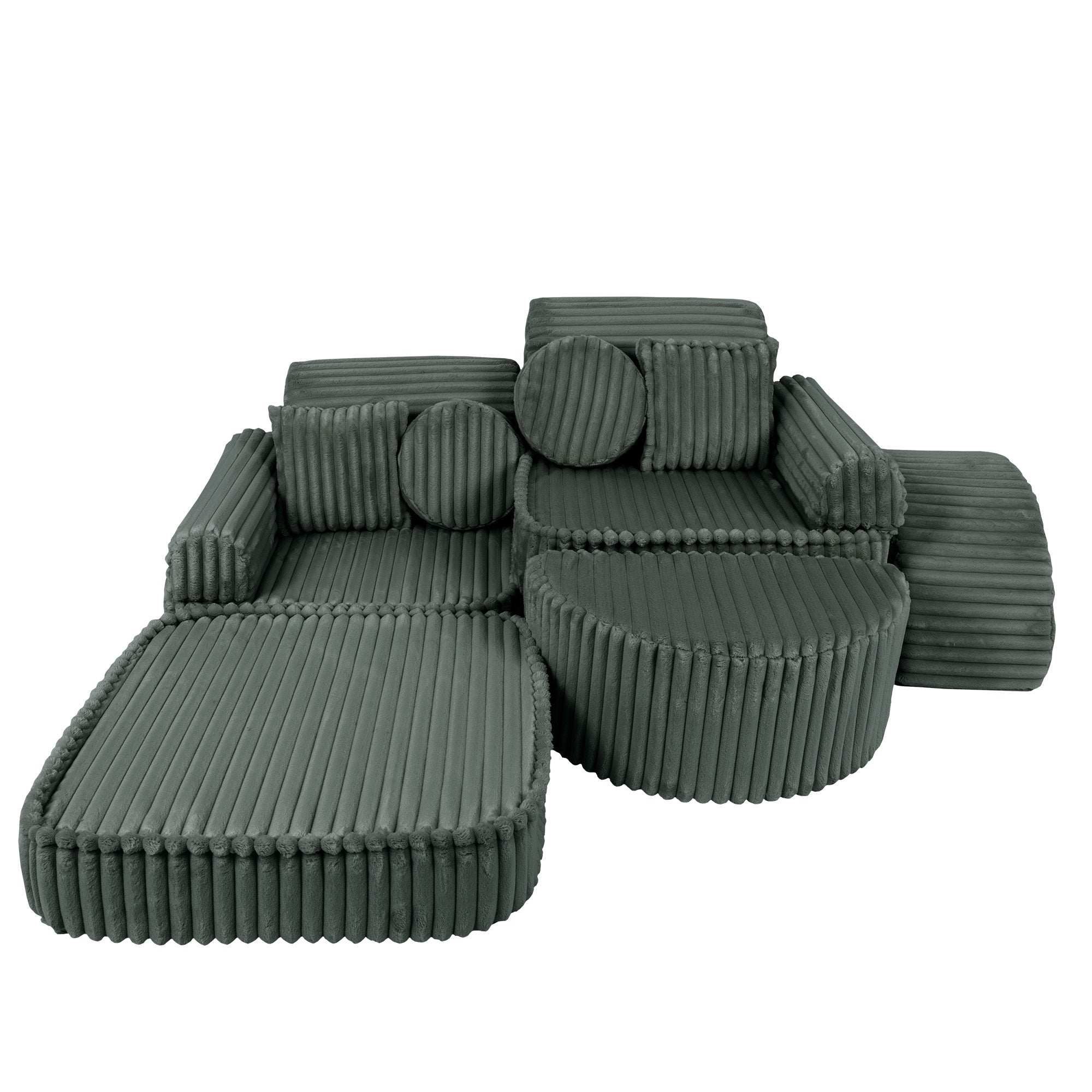 Meowbaby Churros Pocket Sofa Max Pine Forest Green