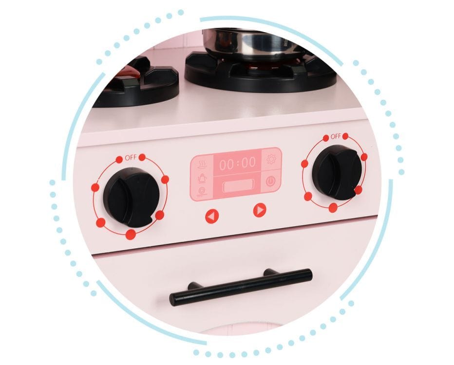 Meowbaby Wooden Play Kitchen for Children with Oven, Burners, Microwave and Accessories