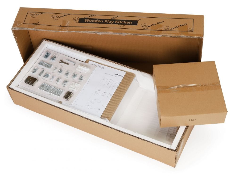 Meowbaby Large White and Gold Wooden Play Kitchen for Children