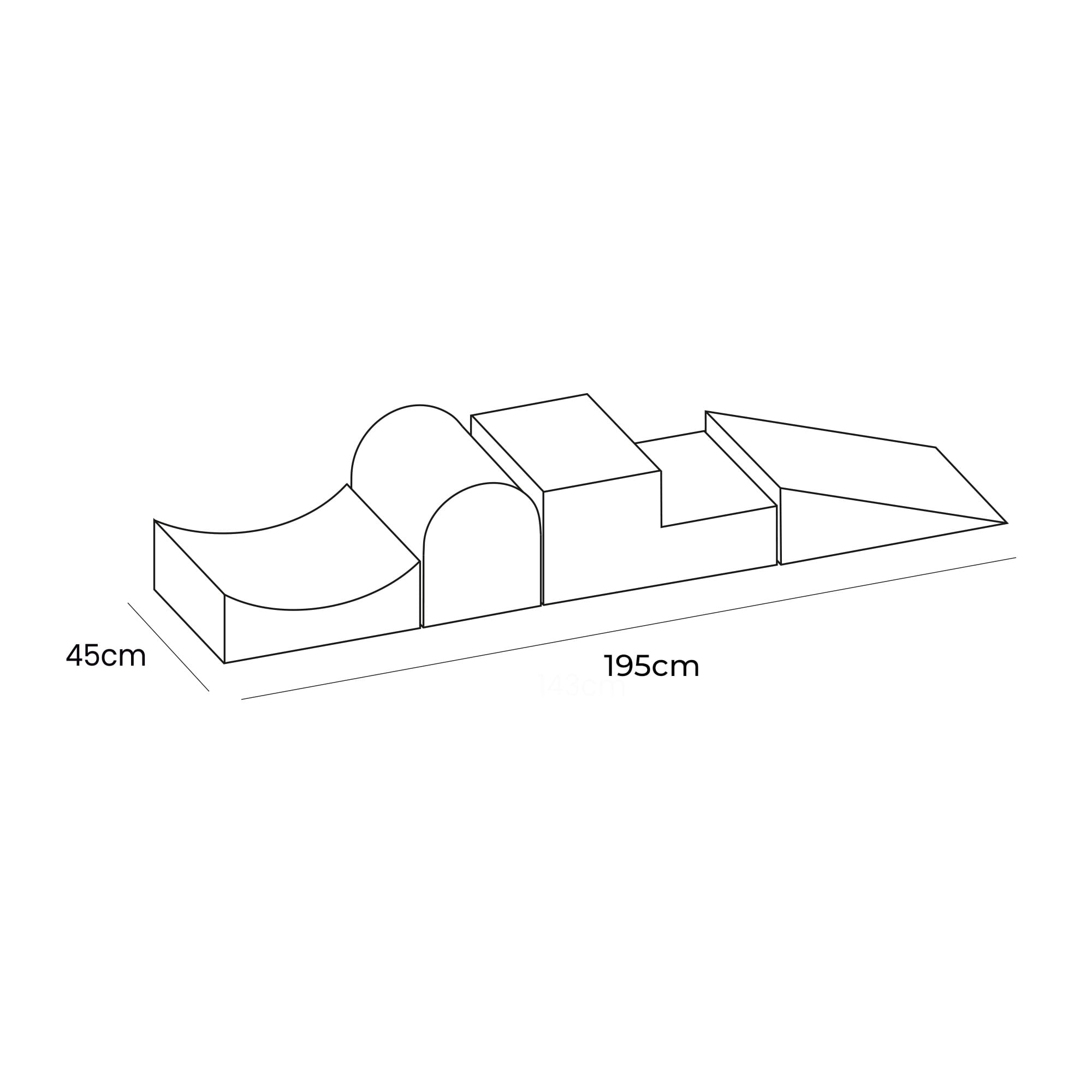 Velvet Foam Playground 4 Elements without ball pit Dimensions Meowbaby