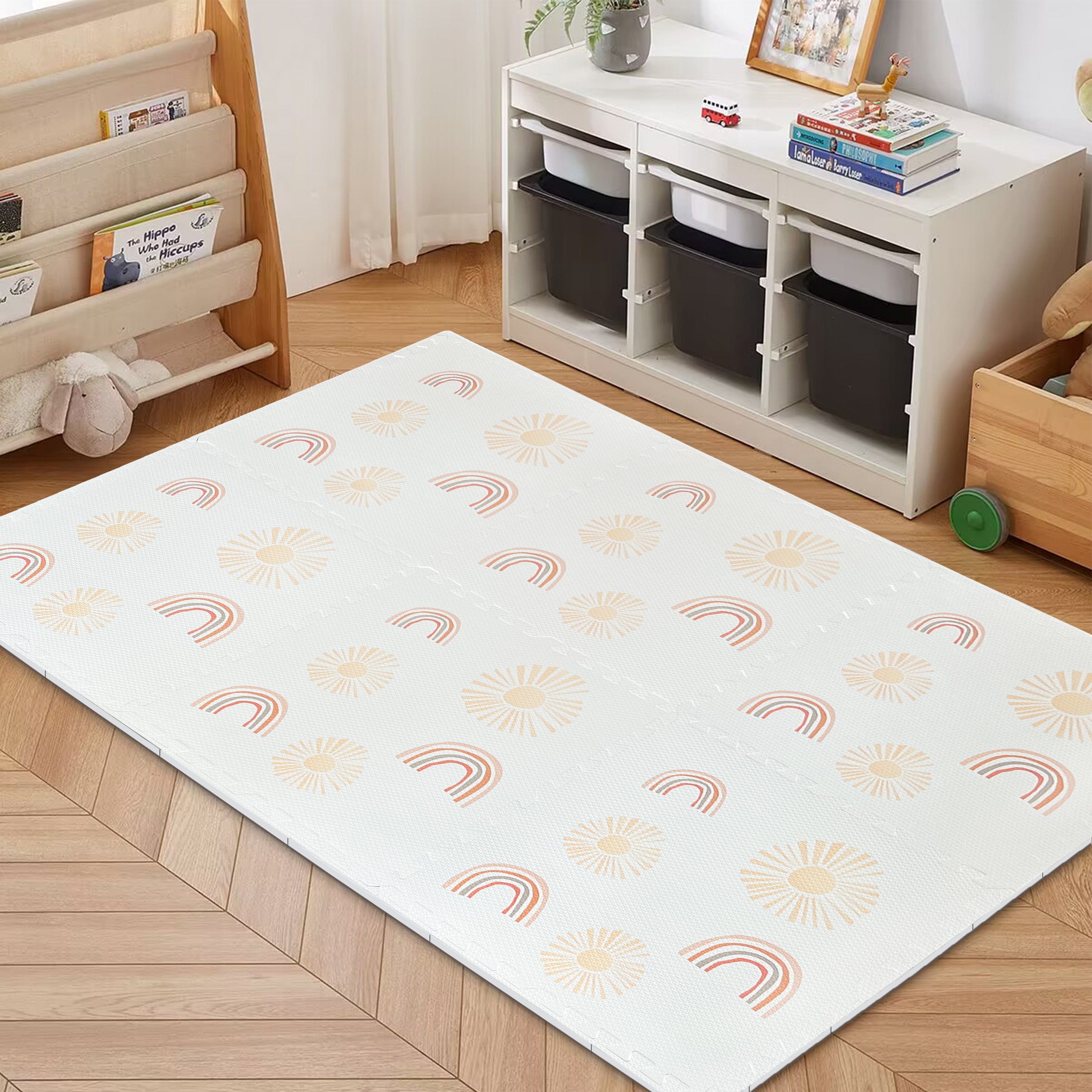 Saltea Puzzle din Spumă MeowBaby – Saltea Educațională Bej | 6 elemente