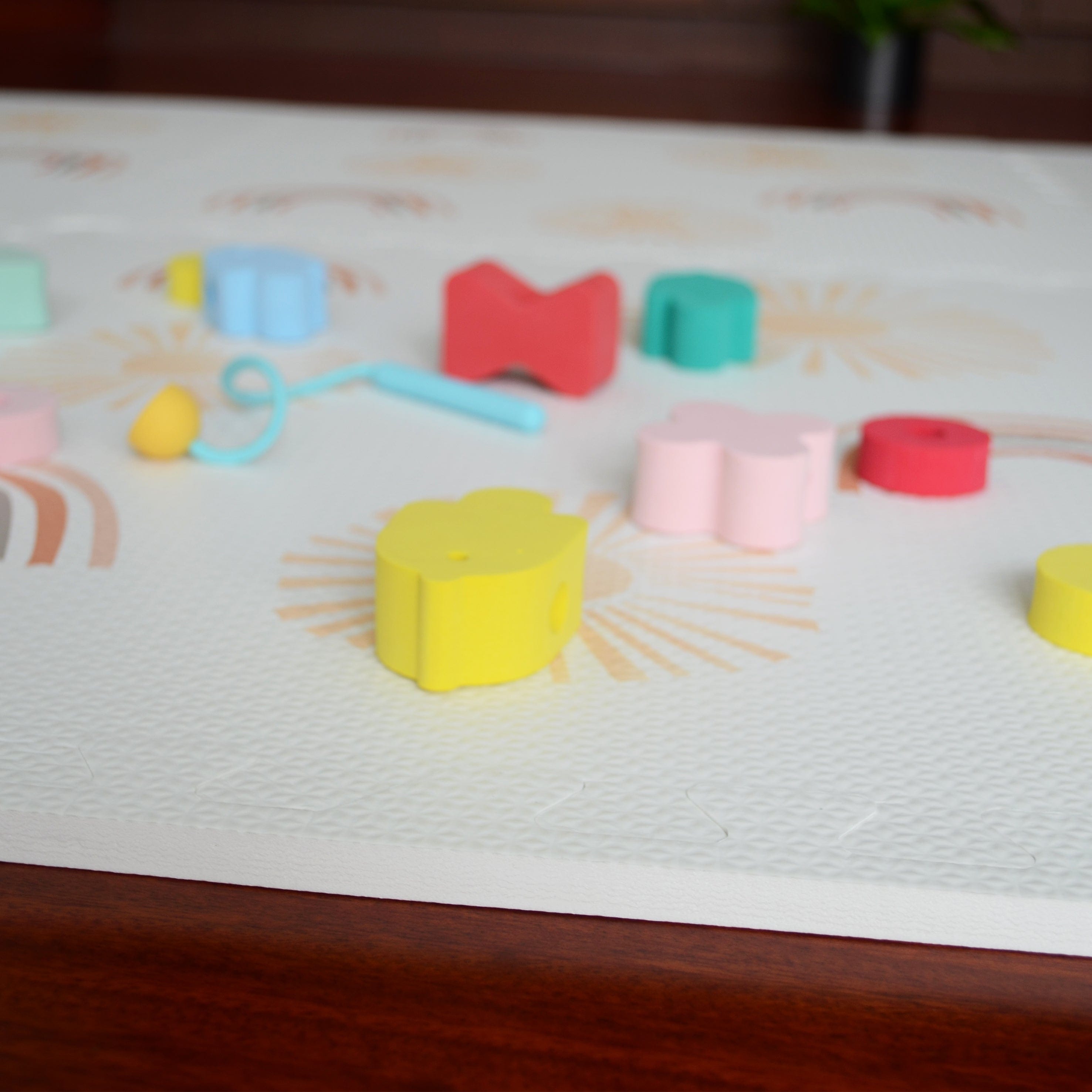 Saltea Puzzle din Spumă MeowBaby – Saltea Educațională Bej | 6 elemente