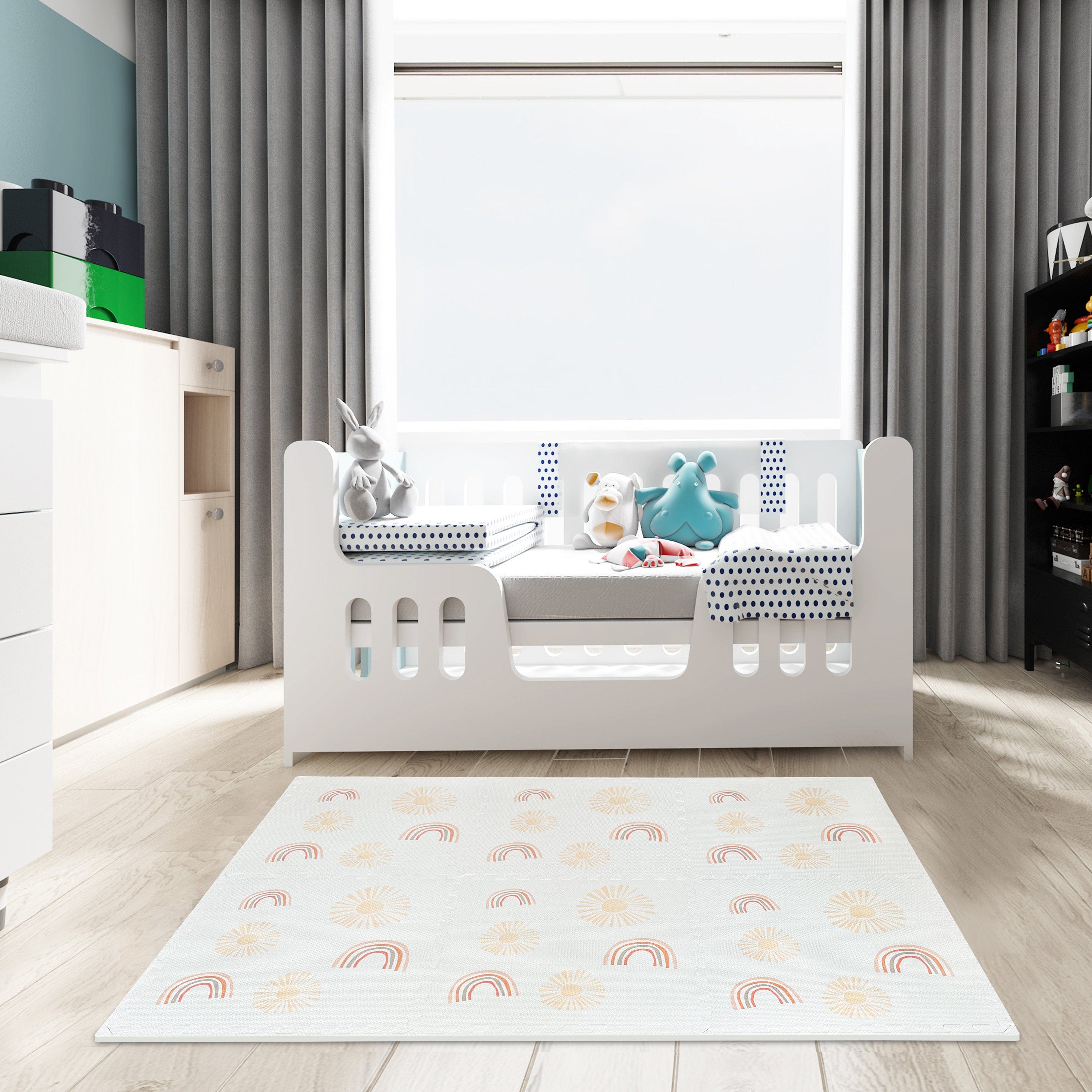 Saltea Puzzle din Spumă MeowBaby – Saltea Educațională Bej | 6 elemente