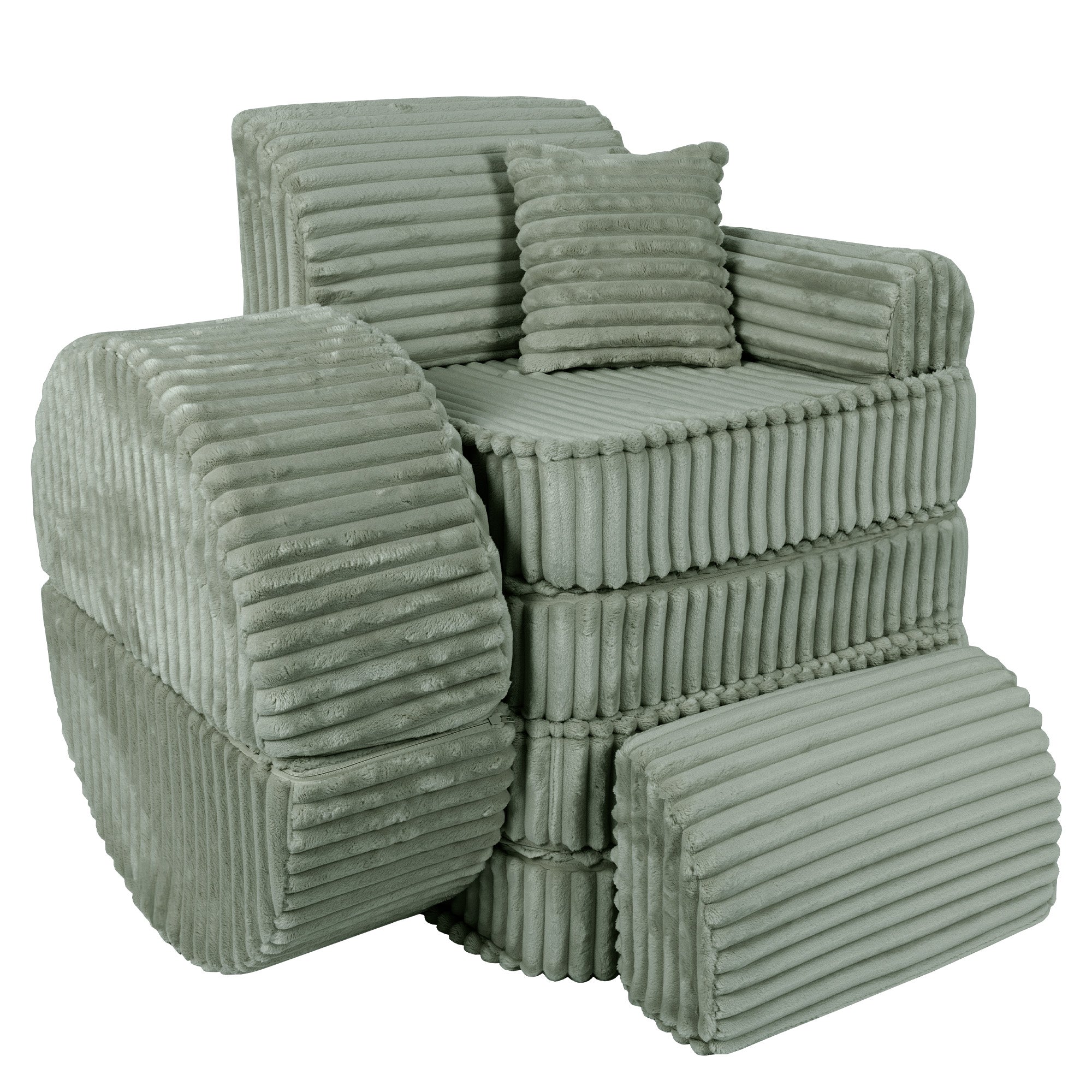 Meowbaby Churros Pocket Sofa Max Olive Sage Green