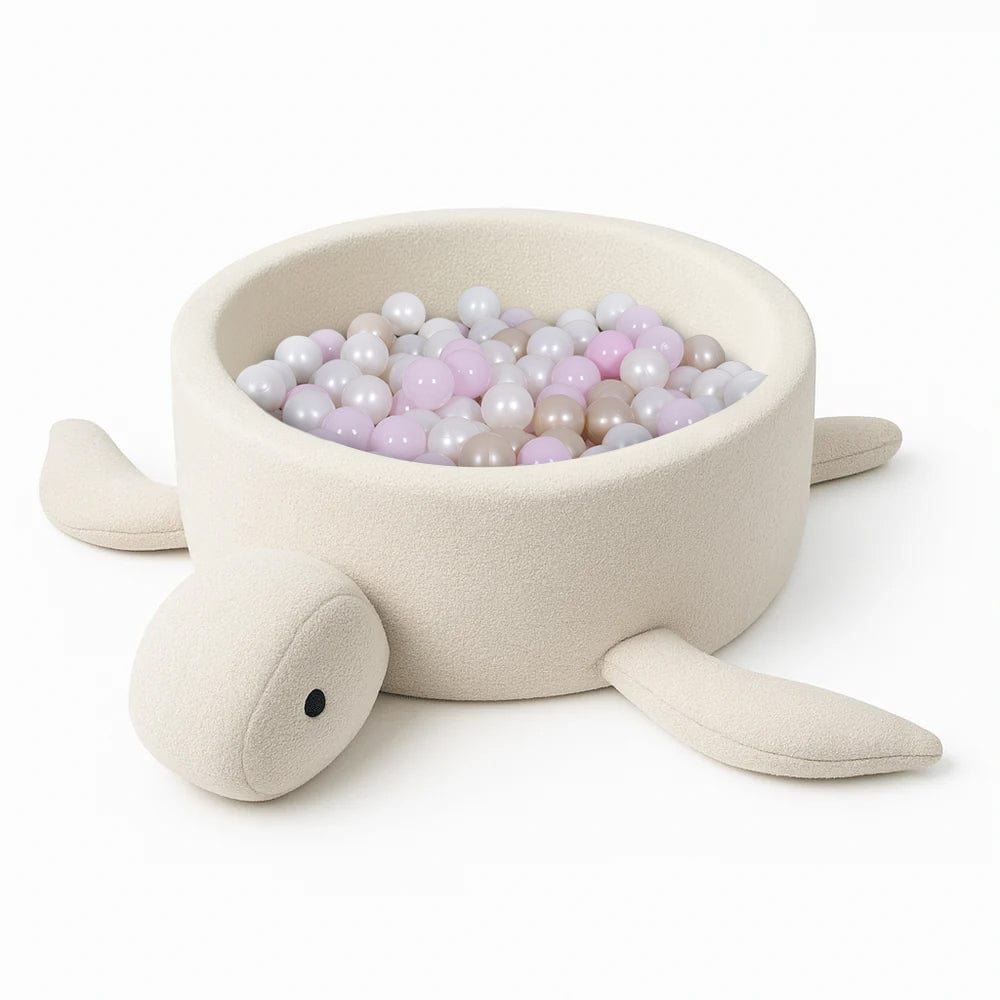 Meowbaby Turtle Ball Pit for Children – Balls to Choose | Cheesecake Cream Beige | Boucle