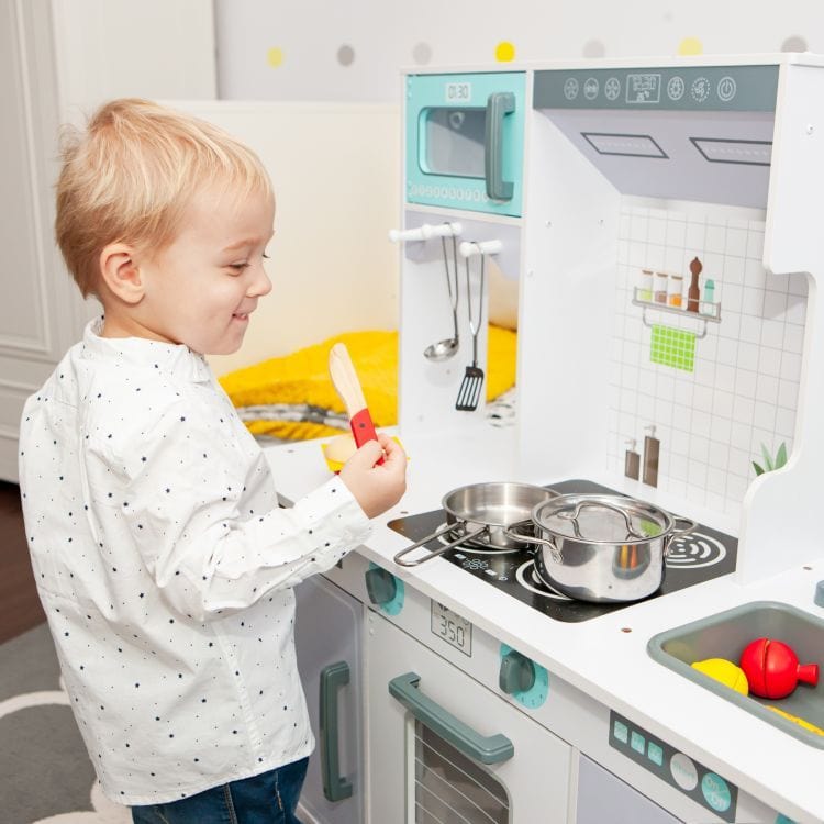 Meowbaby Large Wooden Play Kitchen for Children with Accessories